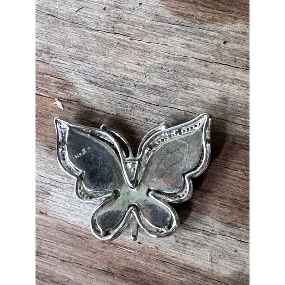 Vintage Sterling Silver Butterfly Pendant With Black Enamel Detailing 7.42g - Picture 6 of 6